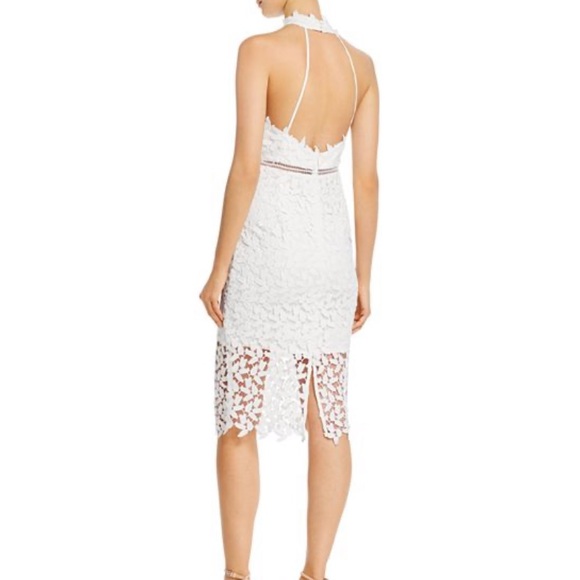 Bardot Lace Overlay Halter Dress White - Picture 2 of 7